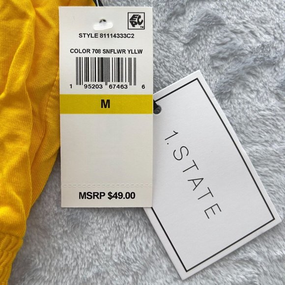 1. STATE Women Smocked Hem Crop Tank Top Sunflower Yellow Sz Medium NWT - 0019 - Picture 4 of 9